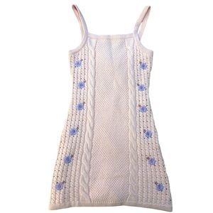 NWT SABO SKIRT April dress floral knit pink bohemian mini sweater dress sz small